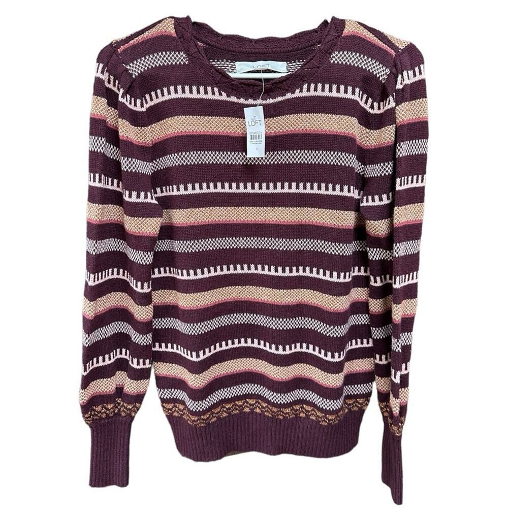 LOFT NWT Women's Striped Long Sleeves
Pullover Knit Sweater Multicolor Size S